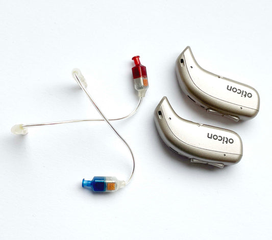 Used, Pair of Oticon Real 1 miniRITE R / Premium Level / Beige Color