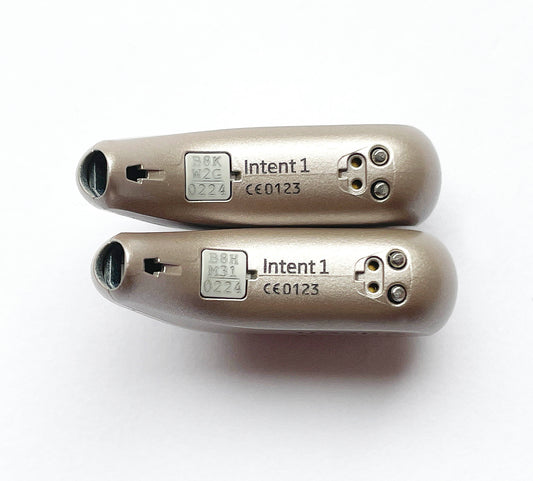 Used, Pair of Oticon Intent 1 hearing aids + Speakers 2/85db