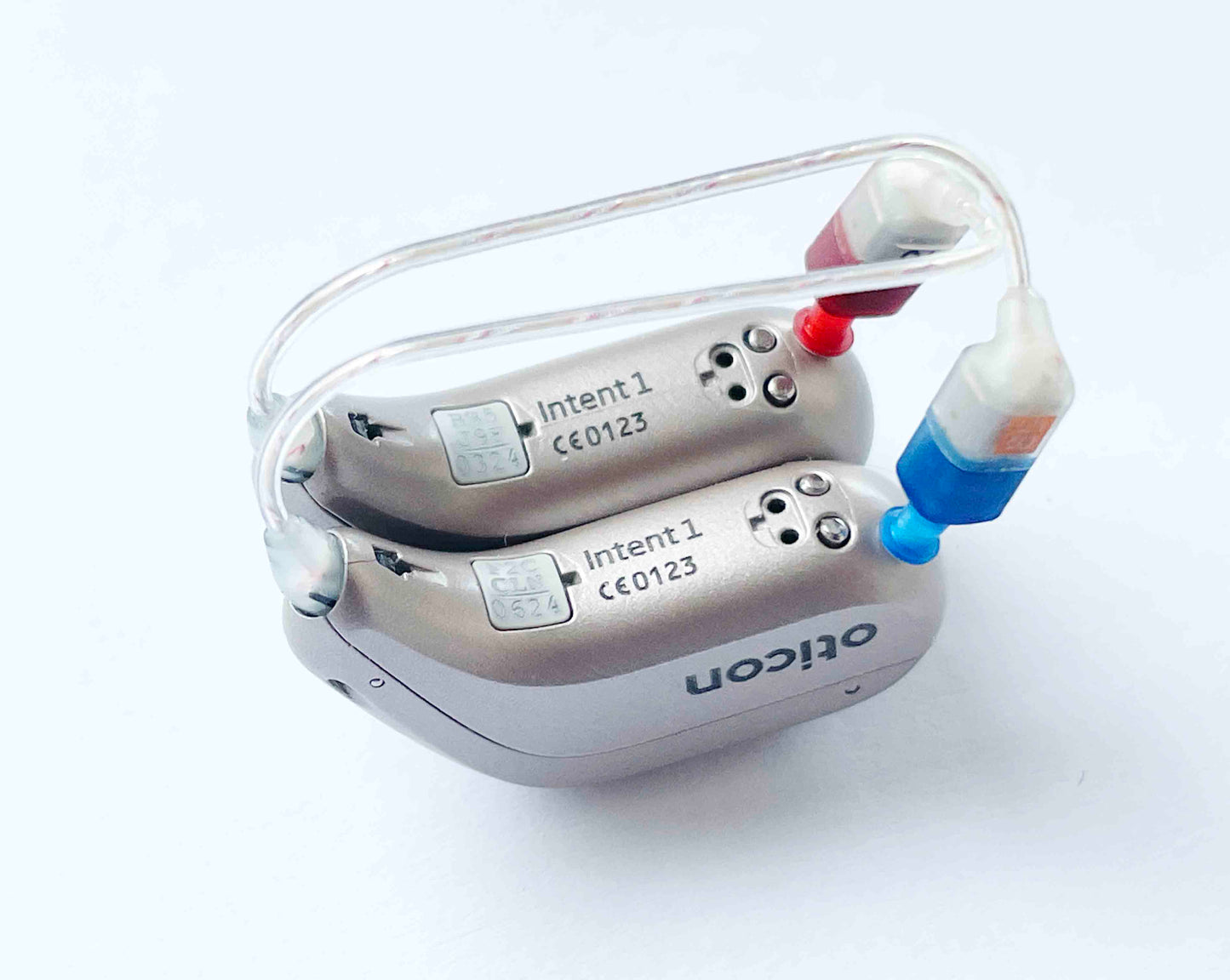 Used, Pair of Oticon Intent 1 hearing aids + Speakers 3/85db
