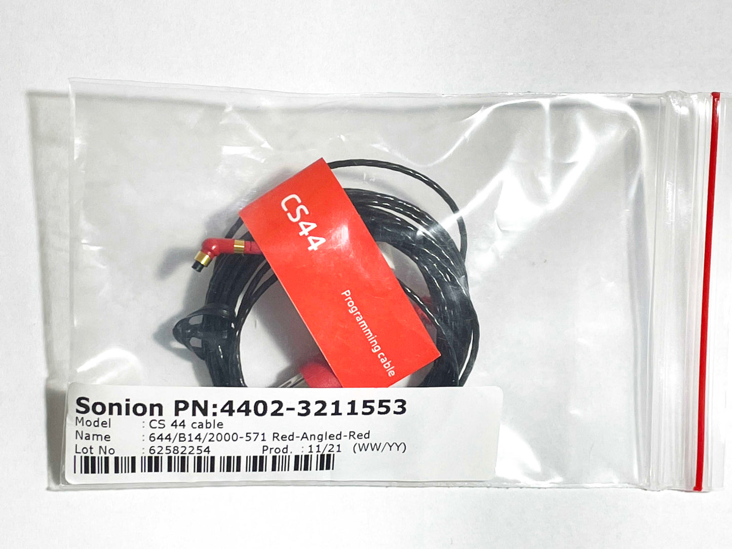 New, CS44 Hearing Aid Programming Cable (Sonion). Red Color